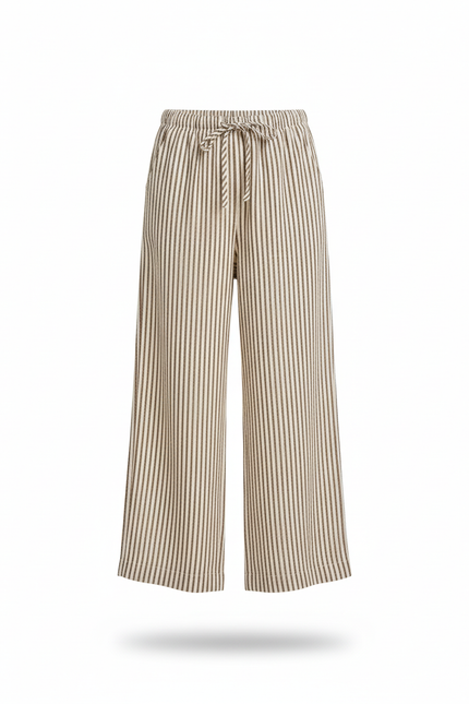 Pantalon En Lin Rayé Ample Confortable Fille - Imprimé - vue 3