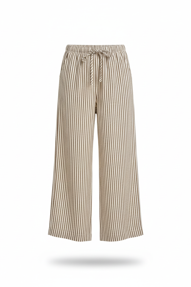 Pantalon En Lin Rayé Ample Confortable Fille - Imprimé - vue 3
