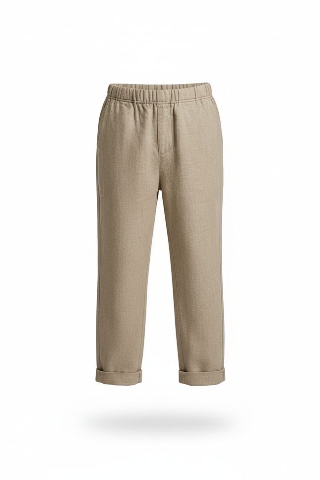 Pantalon En Lin Beige Droit Ample Enfant Décontracté - vue 3