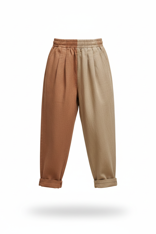 Pantalon En Lin Bicolore Ample Décontracté Enfant - Multicolore - vue 3