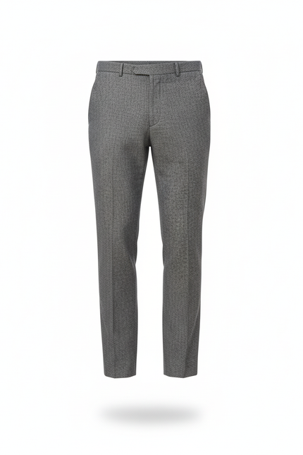 Pantalon En Lin Gris Texturé Droit Élégant Homme - vue 3