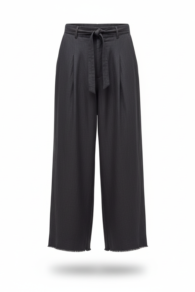 Pantalon En Lin Ample Décontracté Homme Cordon - Marine - vue 3