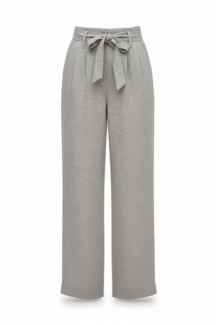 Ensemble Pantalon Fluide Femme Lin - Gris - vue 3