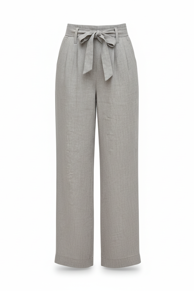 Ensemble Pantalon Fluide Femme Lin - Gris - vue 3