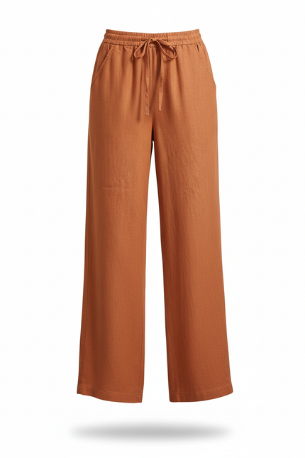 Pantalon Lin Terracotta - Orange - vue 3
