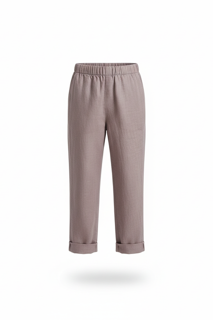Pantalon En Lin Gris Ample Droit Enfant Décontracté - Violet - vue 3