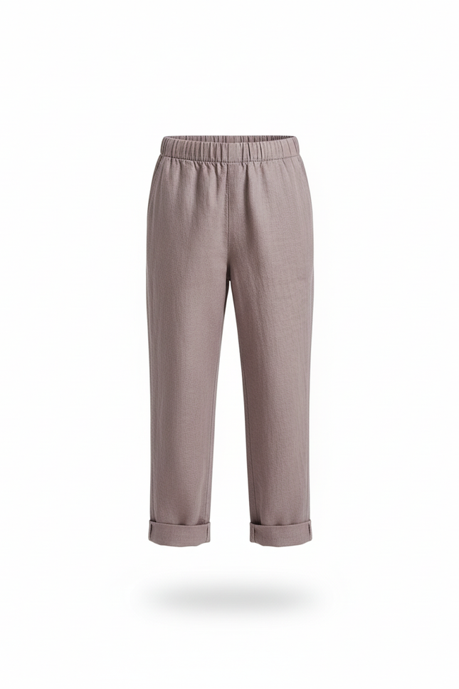 Pantalon En Lin Gris Ample Droit Enfant Décontracté - Violet - vue 3