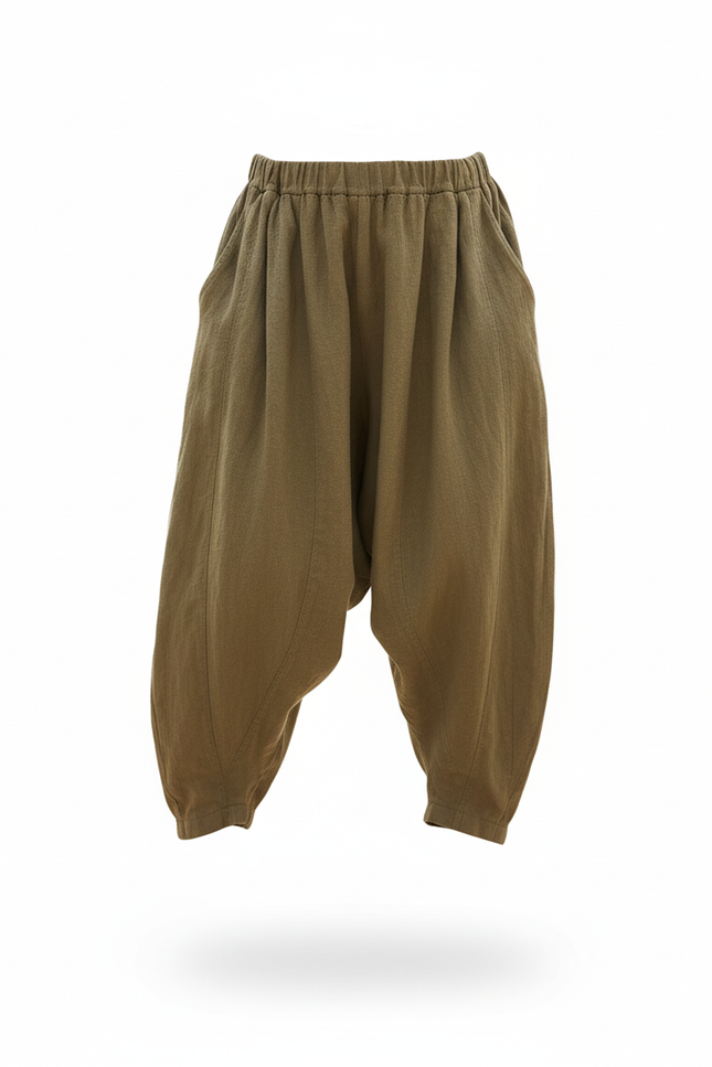 Pantalon En Lin Kaki Ample Décontracté Confortable Bohème - vue 3