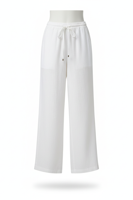 Pantalon Femme En Lin Blanc - vue 3