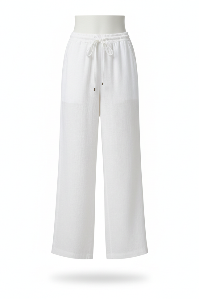 Pantalon Femme En Lin Blanc - vue 3
