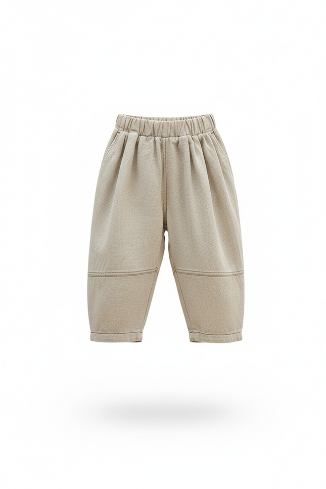 Pantalon En Lin Enfant Ample Décontracté Beige - vue 3