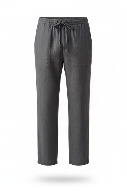 Pantalon En Lin Pour Hommes - Gris - vue 3