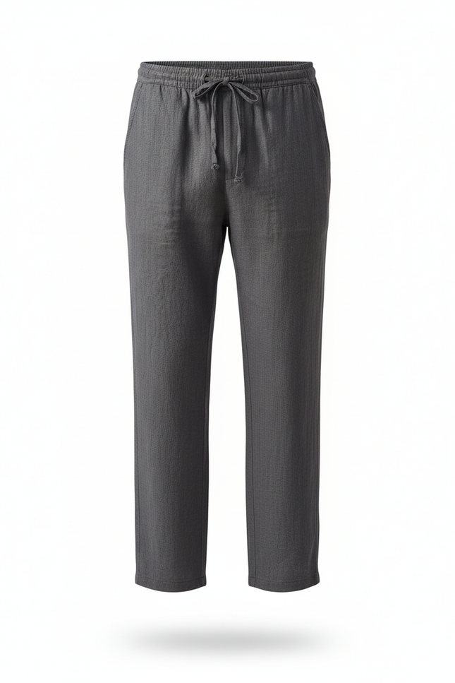 Pantalon En Lin Pour Hommes - Gris - vue 3