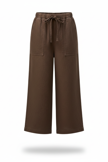 Pantalon En Lin Marron Ample Enfant Coton - vue 3