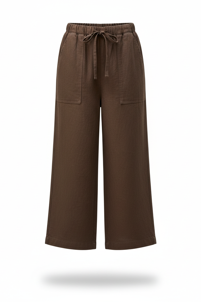 Pantalon En Lin Marron Ample Enfant Coton - vue 3