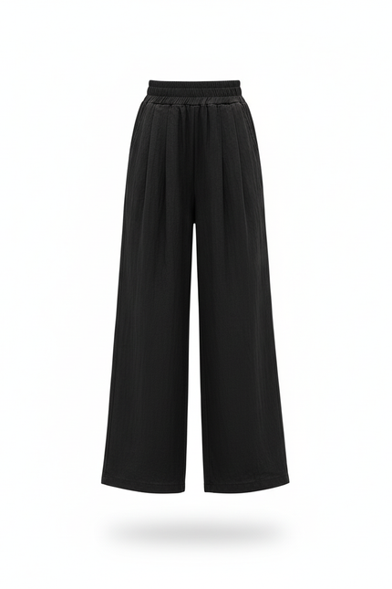 Pantalon En Lin Noir Ample Décontracté Fluide Enfant - vue 3