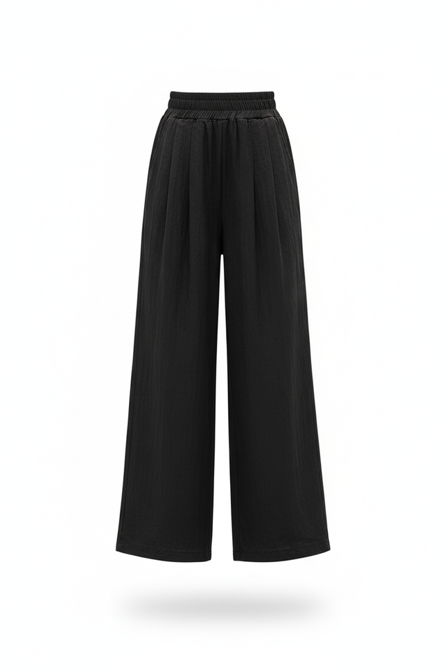 Pantalon En Lin Noir Ample Décontracté Fluide Enfant - vue 3