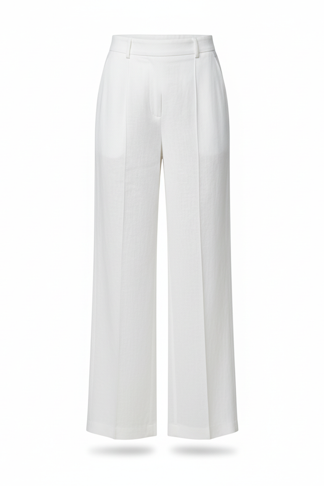 Pantalon En Lin Blanc Ample Chic Élégant Femme - vue 3