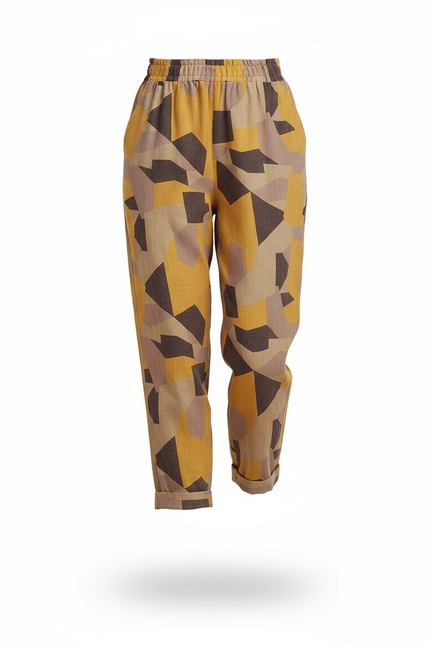 Pantalon En Lin Imprimé Géométrique Ample Décontracté Femme - Multicolore - vue 3