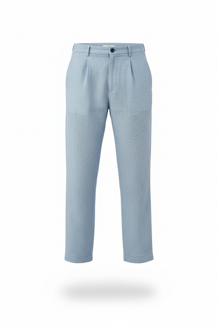 Pantalon En Lin Bleu Ciel Droit Décontracté Homme - vue 3