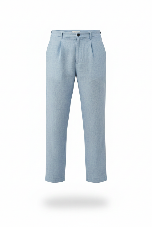 Pantalon En Lin Bleu Ciel Droit Décontracté Homme - vue 3