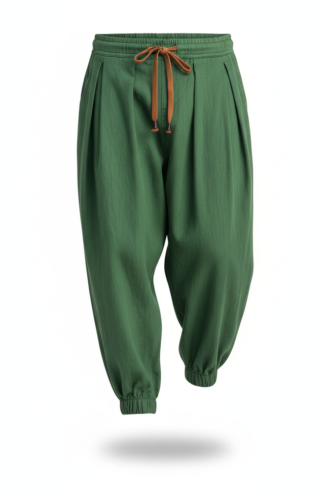 Pantalon En Lin Homme Vert - vue 3