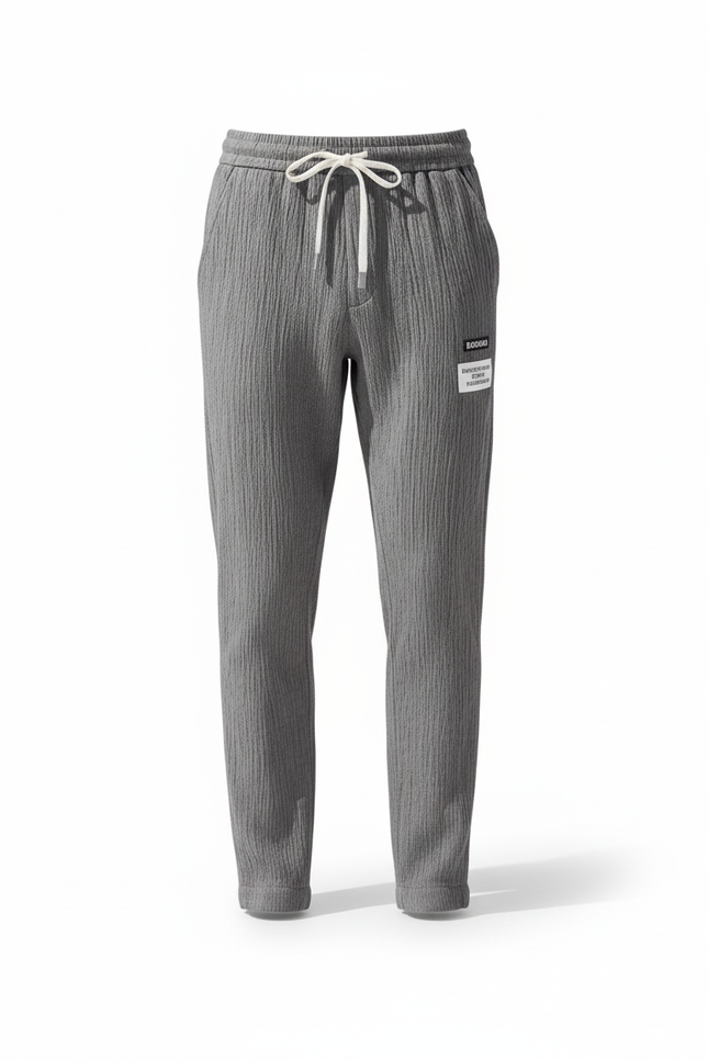 Pantalon En Lin Gris Homme Décontracté Léger Texturé - vue 3