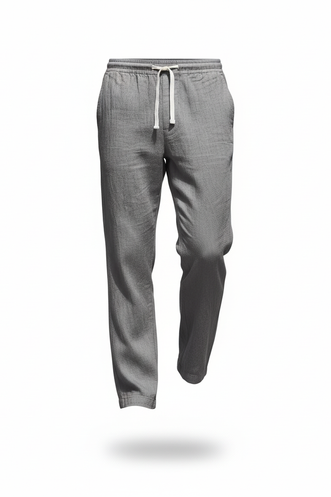 Pantalon En Lin Gris, Droit, Décontracté, Léger, Homme - vue 3