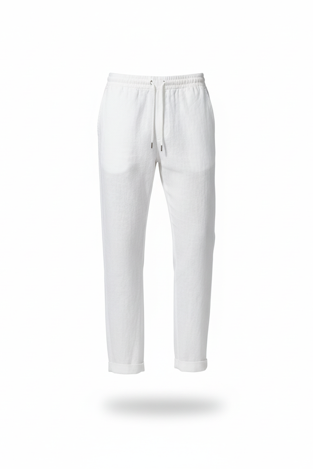 Pantalon Lin Coton Blanc Homme - vue 3