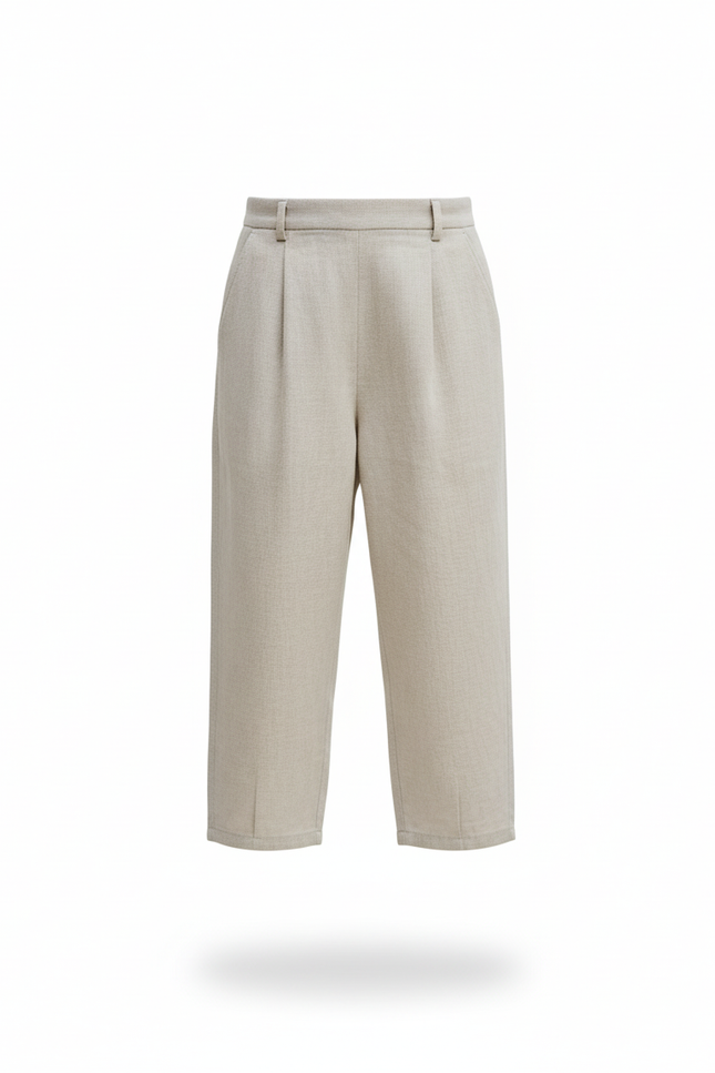 Pantalon En Lin Enfant Ample Droit Beige Décontracté - vue 3
