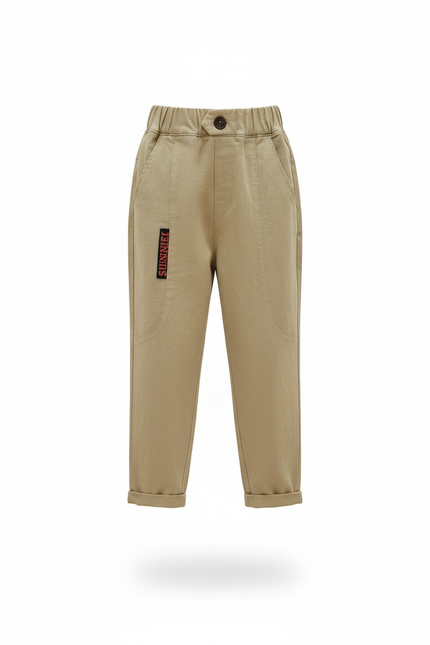 Pantalon En Lin Cargo Beige Ample Enfant - Kaki - vue 3