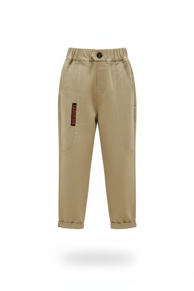 Pantalon En Lin Cargo Beige Ample Enfant - Kaki - vue 3