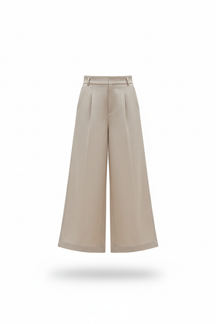 Pantalon En Lin Beige Ample Droit Enfant Élégant - vue 3