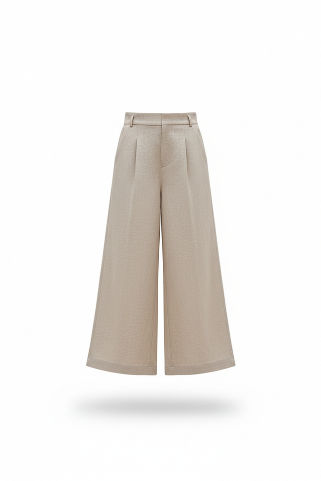 Pantalon En Lin Beige Ample Droit Enfant Élégant - vue 3