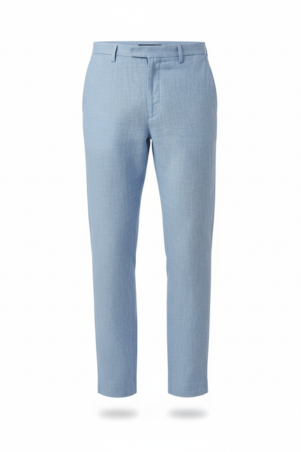 Pantalon En Lin Homme Bleu Clair Droit - vue 3