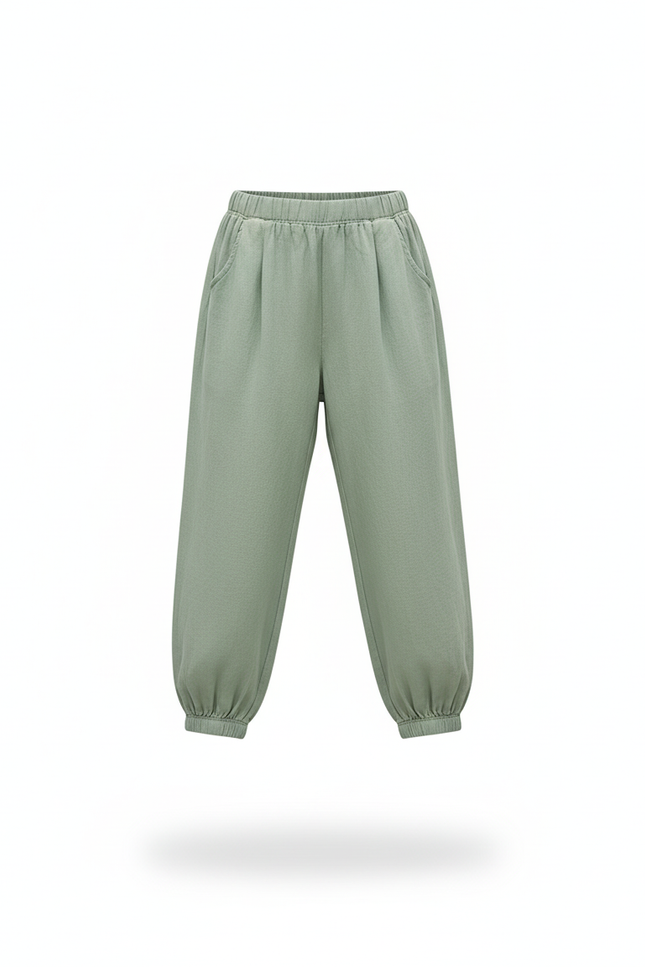 Pantalon En Lin Vert Ample Confortable Enfant Léger - vue 3