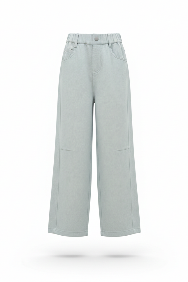 Pantalon En Lin Ample Gris Clair Élastique Fille - vue 3