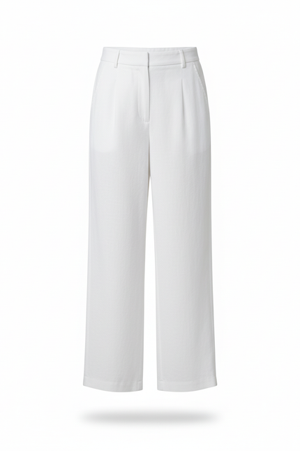 Pantalon En Lin Blanc Ample Fluide Décontracté Élégant - vue 3