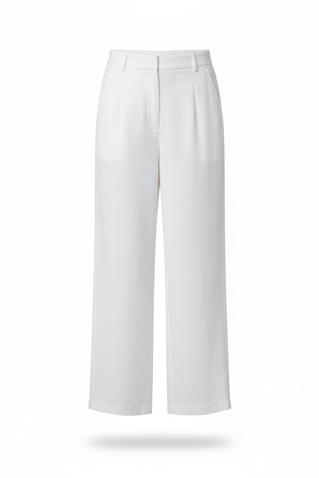 Pantalon En Lin Blanc Ample Fluide Décontracté Élégant - vue 3
