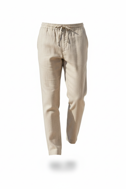 Pantalon Beige En Lin Homme - vue 3