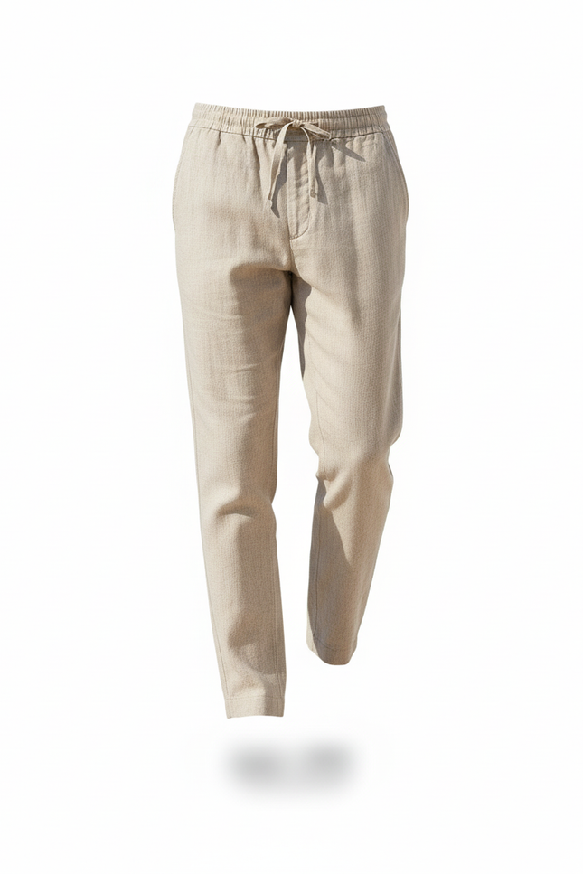 Pantalon Beige En Lin Homme - vue 3