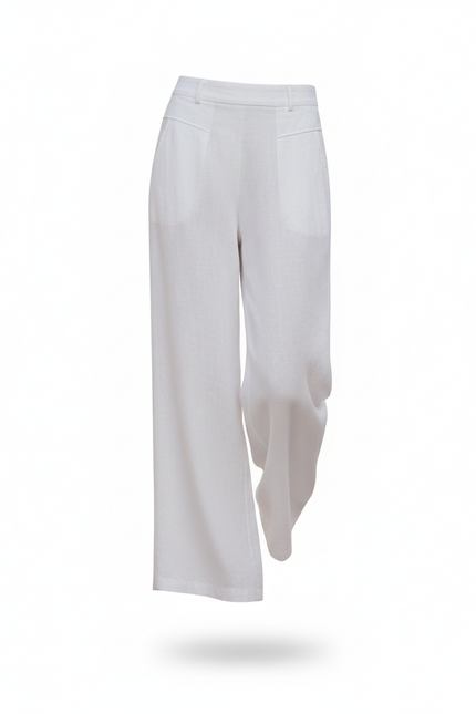 Pantalon En Lin Blanc Ample Décontracté Fluide - vue 3