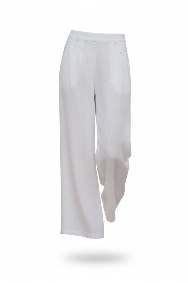 Pantalon En Lin Blanc Ample Décontracté Fluide - vue 3