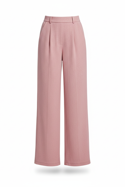 Pantalon En Lin Rose Plissé Ample Taille Haute Fluide - vue 3