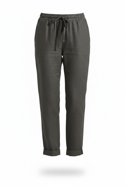Pantalon Lin Femme Gris - vue 3