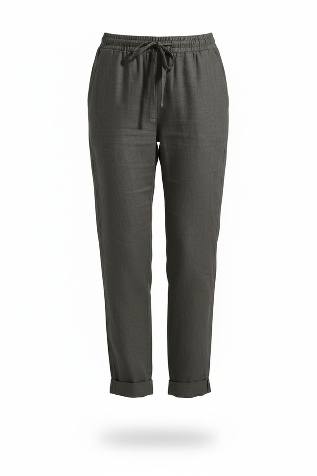 Pantalon Lin Femme Gris - vue 3