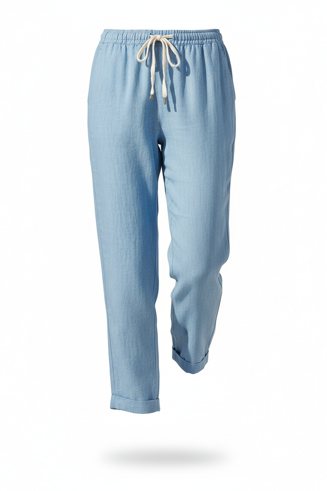 Pantalon Lin 7/8 Femme - Bleu - vue 3