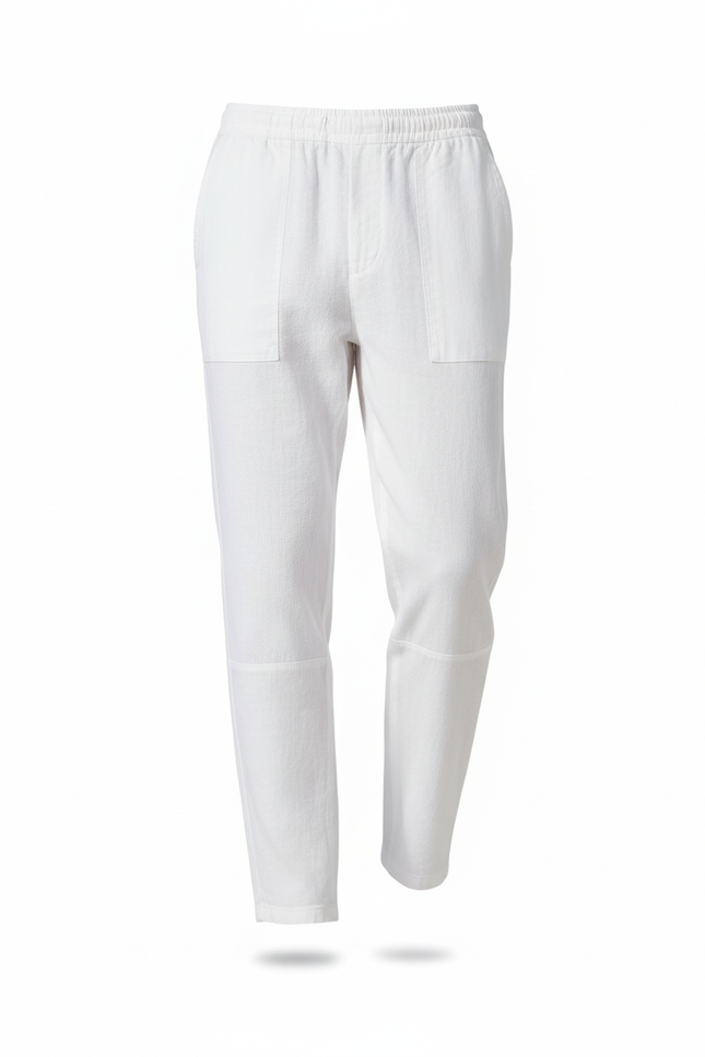 Pantalon En Lin Blanc Cordon Ample Décontracté Homme - vue 3