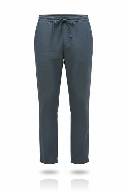 Pantalon En Lin Homme Bleu Marine Droit Décontracté Léger - vue 3