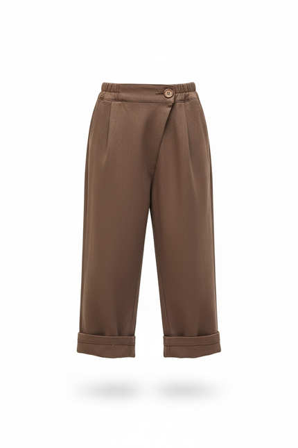 Pantalon En Lin Marron Ample Élastique Décontracté Enfant - vue 3